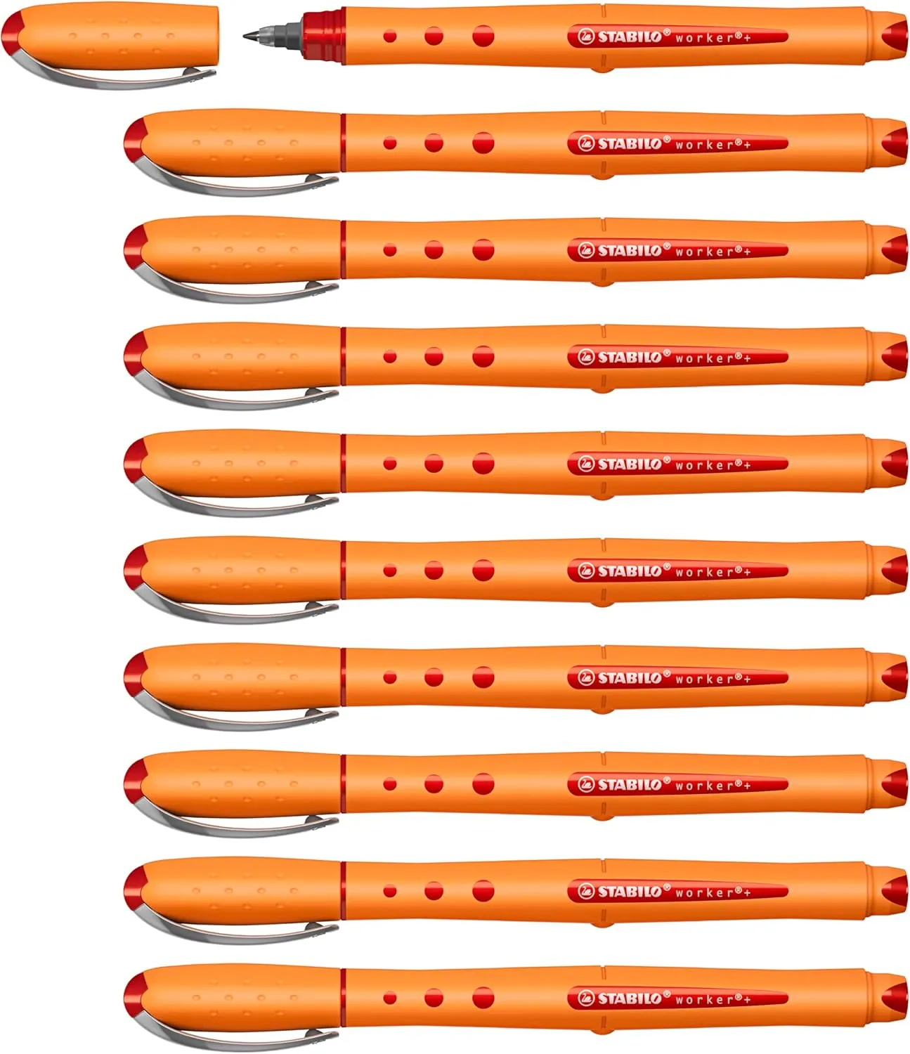 STABILO Rollerball worker  Medium Box of 10 Red