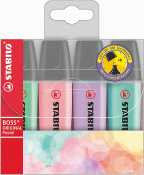 Stabilo BOSS Pastel Highlighter Assorted (Pack 4)