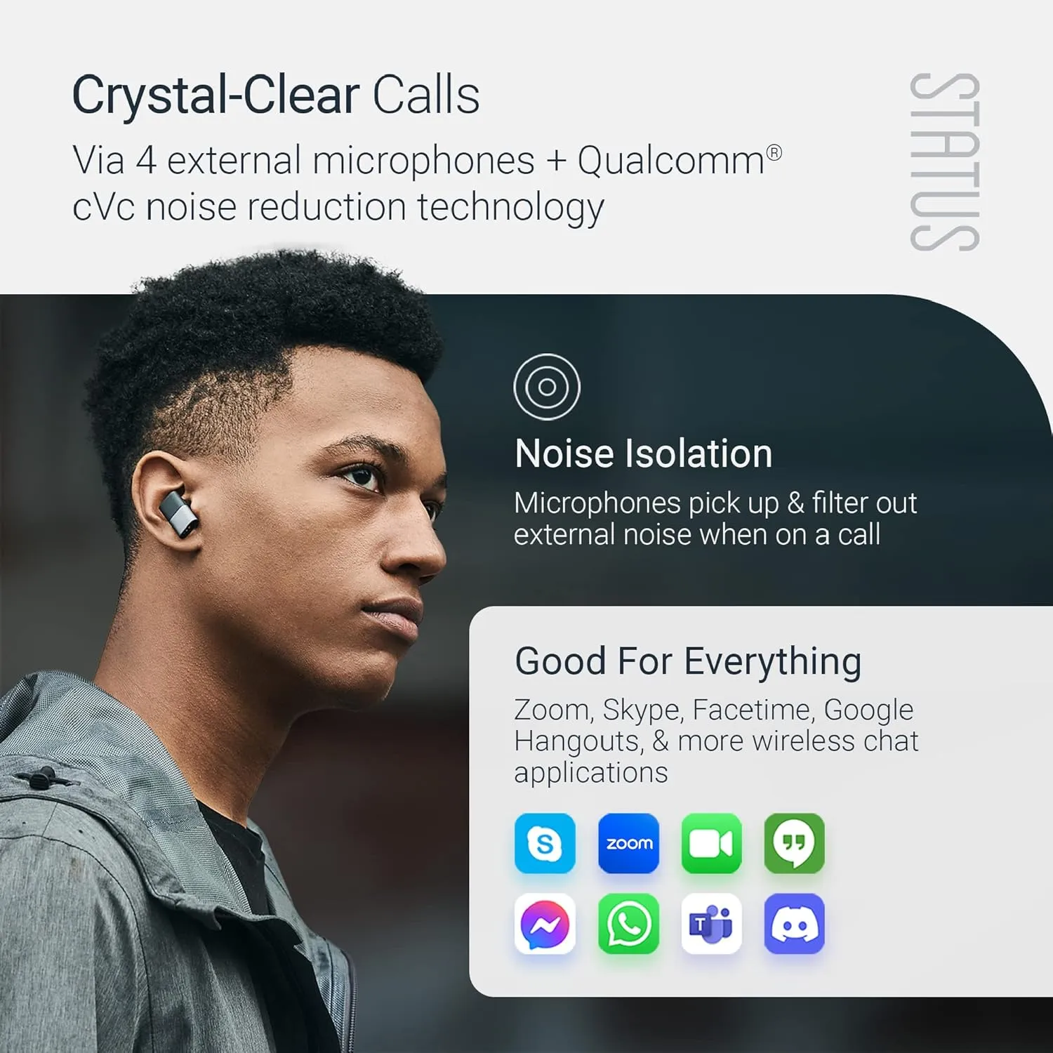 Status Audio Between Pro True Wireless Earbuds - Small Charging Case - 4 Microphones - Hybrid Triple Driver - 12   36 Hour Battery - Bluetooth 5.2 - Noise-Isolating Fit - IPX5 Water Resistant Ear Buds