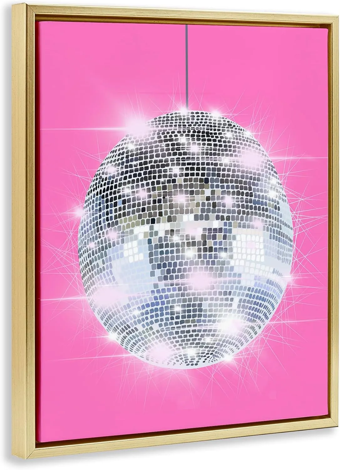 Stupell Industries Glistening Disco Ball Gold Framed Floater Canvas Wall Art Design by Jen bucheli, 25 x 31