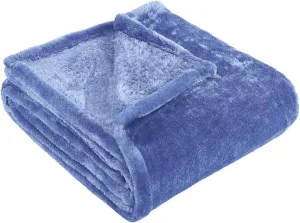 Superior Classic Solid Fleece Blanket, Thick, Cozy, Warm Blankets, Velvety Soft Plush Bedding and Sofa Throw, Cute Bedroom Decor, Fuzzy Cover, Medium Weight Comfort Essentials, Throw, Blue