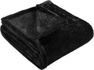 Superior Classic Solid Fleece Blanket, Thick, Cozy, Warm Blankets, Velvety Soft Plush Bedding and Sofa Throw, Cute Bedroom Decor, Fuzzy Cover, Medium Weight Comfort Essentials, Twin, Black
