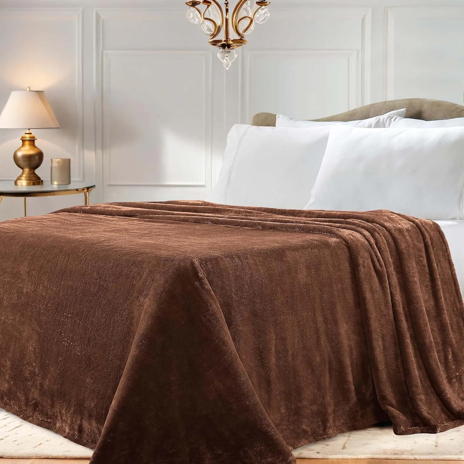 Superior Classic Solid Fleece Blanket, Thick, Cozy, Warm Blankets, Velvety Soft Plush Bedding and Sofa Throw, Cute Bedroom Decor, Fuzzy Cover, Medium Weight Comfort Essentials, Twin, Chocolate