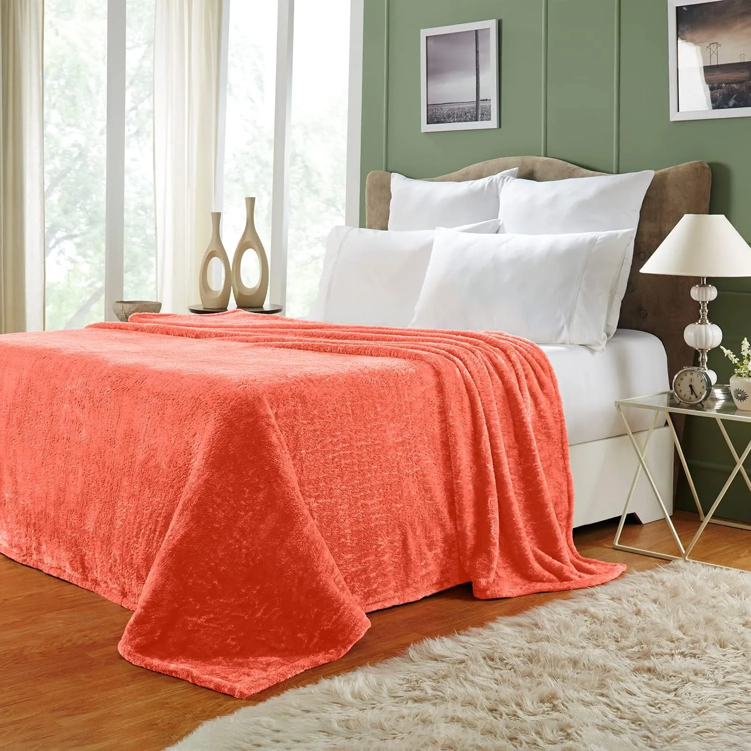 Superior Classic Solid Fleece Blanket, Thick, Cozy, Warm Blankets, Velvety Soft Plush Bedding and Sofa Throw, Cute Bedroom Decor, Fuzzy Cover, Medium Weight Comfort Essentials, Twin, Coral