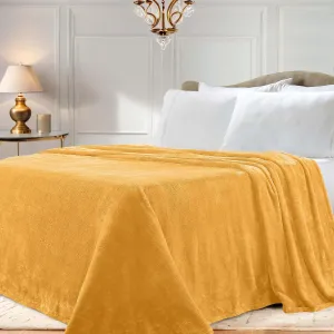 Superior Classic Solid Fleece Blanket, Thick, Cozy, Warm Blankets, Velvety Soft Plush Bedding and Sofa Throw, Cute Bedroom Decor, Fuzzy Cover, Medium Weight Comfort Essentials, Twin, Gold