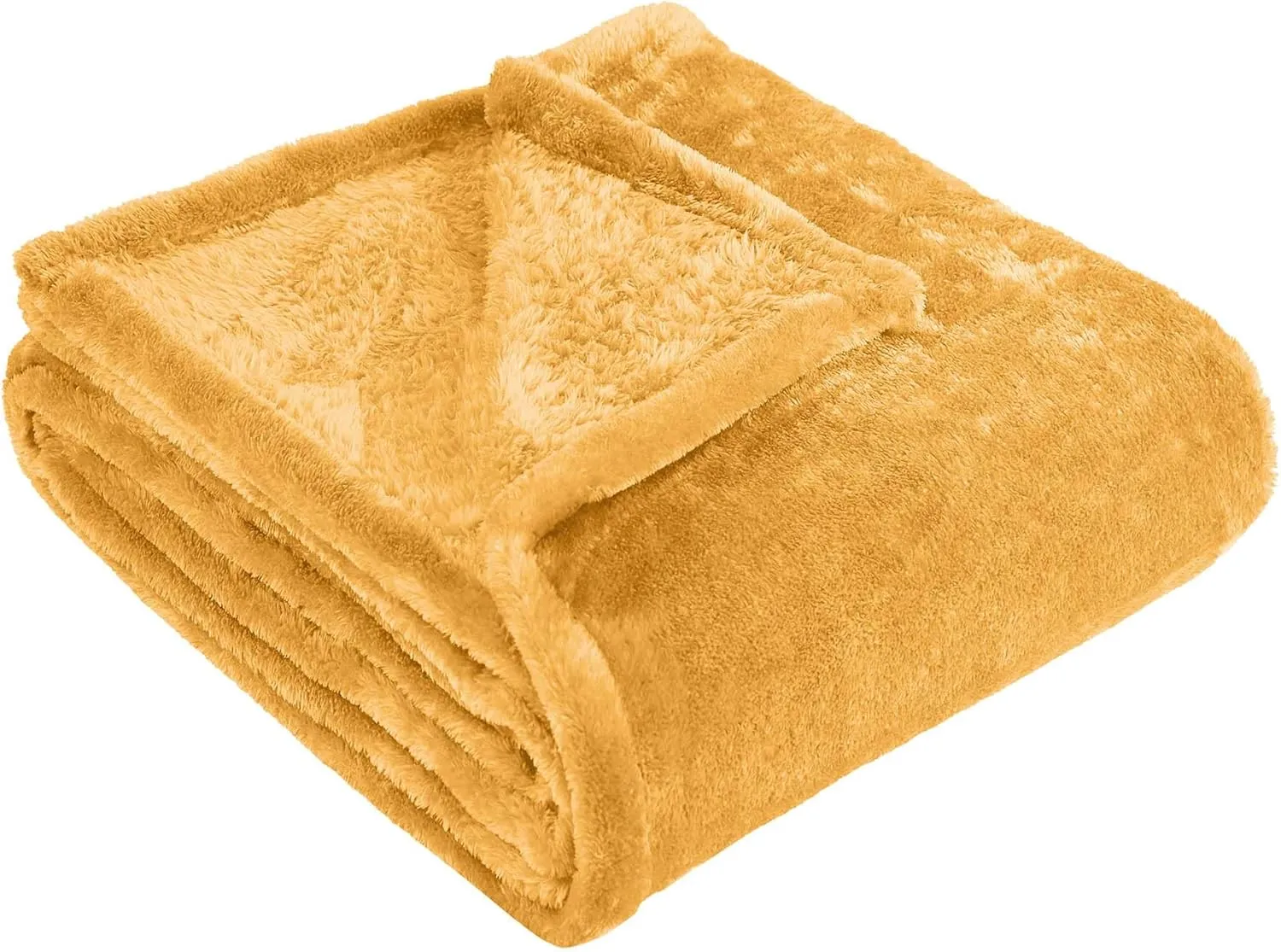 Superior Classic Solid Fleece Blanket, Thick, Cozy, Warm Blankets, Velvety Soft Plush Bedding and Sofa Throw, Cute Bedroom Decor, Fuzzy Cover, Medium Weight Comfort Essentials, Twin, Gold