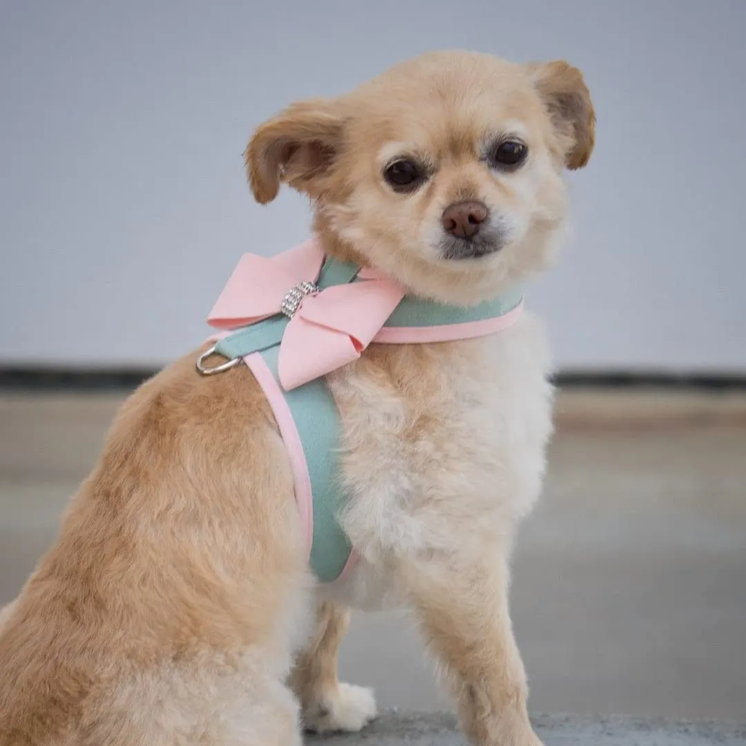 Susan Lanci Designs Cute Ultrasuede Nouveau Hair Bow with Swarovski Crystals, Accessories For Dogs, Small, Perfect Pink