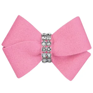 Susan Lanci Designs Cute Ultrasuede Nouveau Hair Bow with Swarovski Crystals, Accessories For Dogs, Small, Perfect Pink