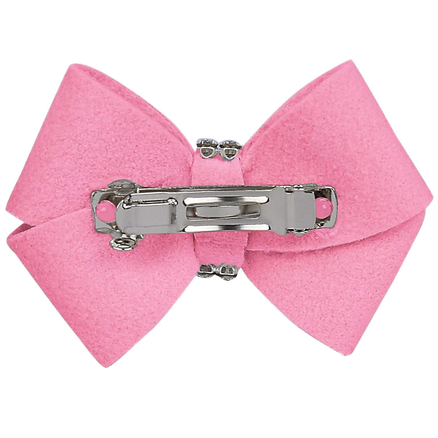 Susan Lanci Designs Cute Ultrasuede Nouveau Hair Bow with Swarovski Crystals, Accessories For Dogs, Small, Perfect Pink
