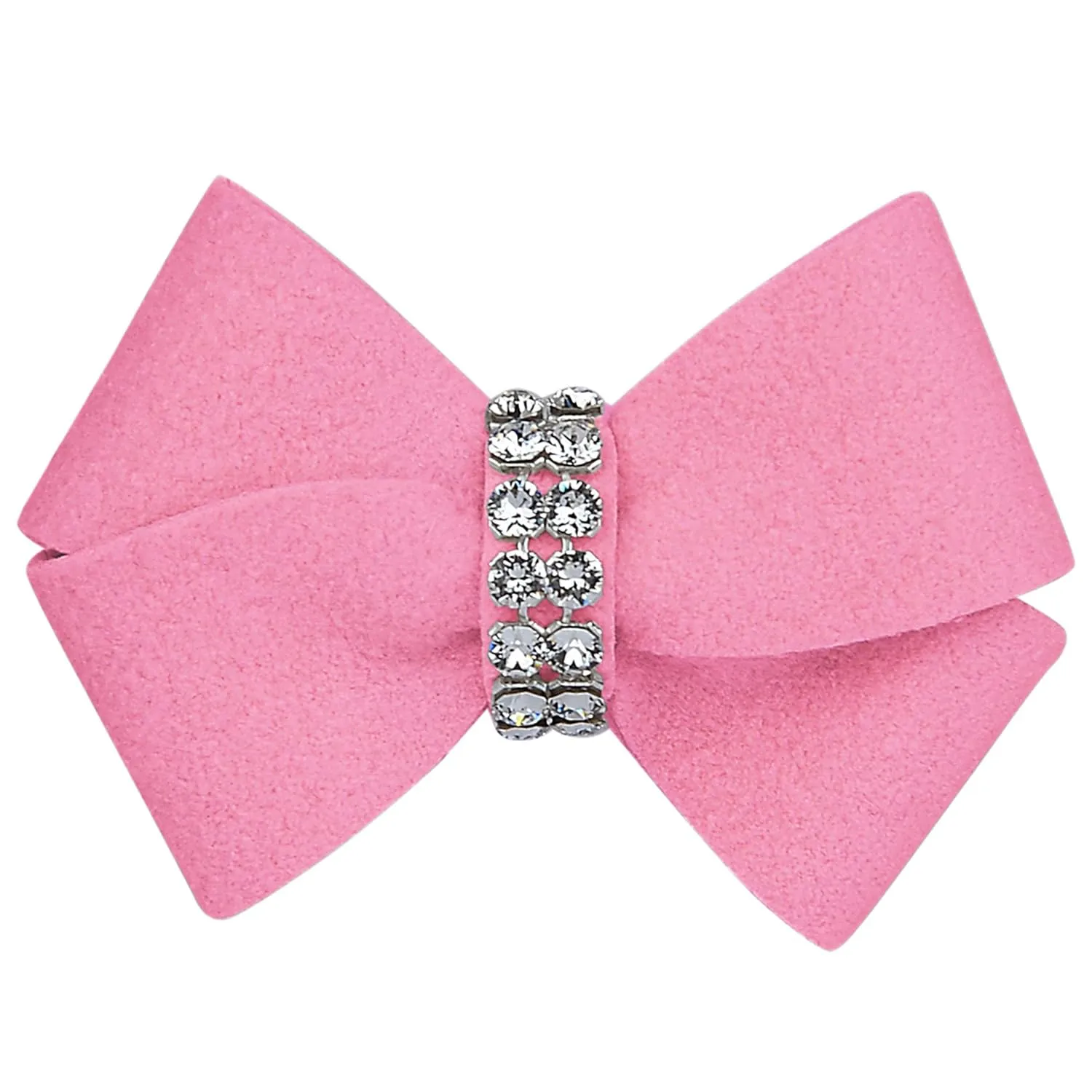 Susan Lanci Designs Cute Ultrasuede Nouveau Hair Bow with Swarovski Crystals, Accessories For Dogs, Small, Perfect Pink