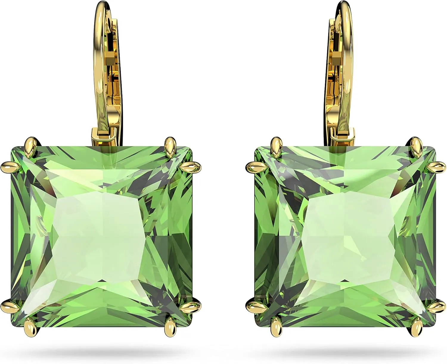 SWAROVSKI,Millenia Drop Earrings,Square Cut,Green Crystal,Gold-tone Finish