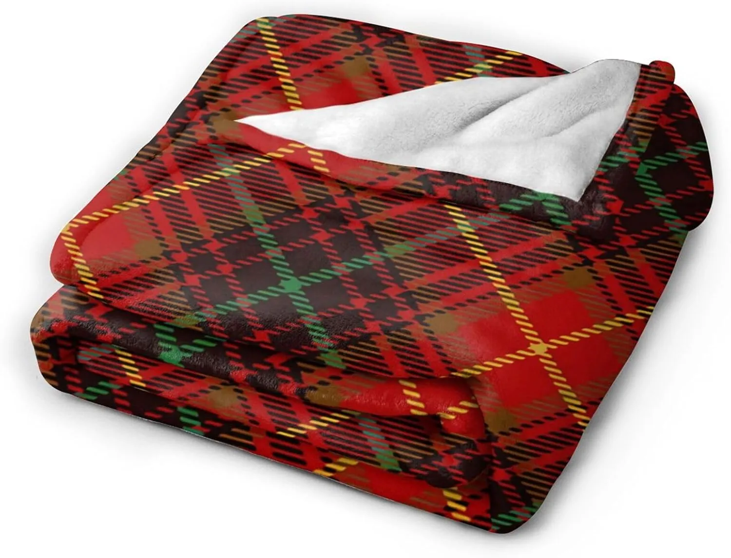 Tartan-Red-Green-Gold-and-Black-Color-Plaid-Flannel-Shirt-S-Trend Ultra-Soft Micro Fleece Blanket 3D Fashion Print All Season Couch Sofa Warm Bed Throw Blanket 80"X60"