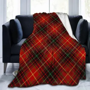 Tartan-Red-Green-Gold-and-Black-Color-Plaid-Flannel-Shirt-S-Trend Ultra-Soft Micro Fleece Blanket 3D Fashion Print All Season Couch Sofa Warm Bed Throw Blanket 80"X60"