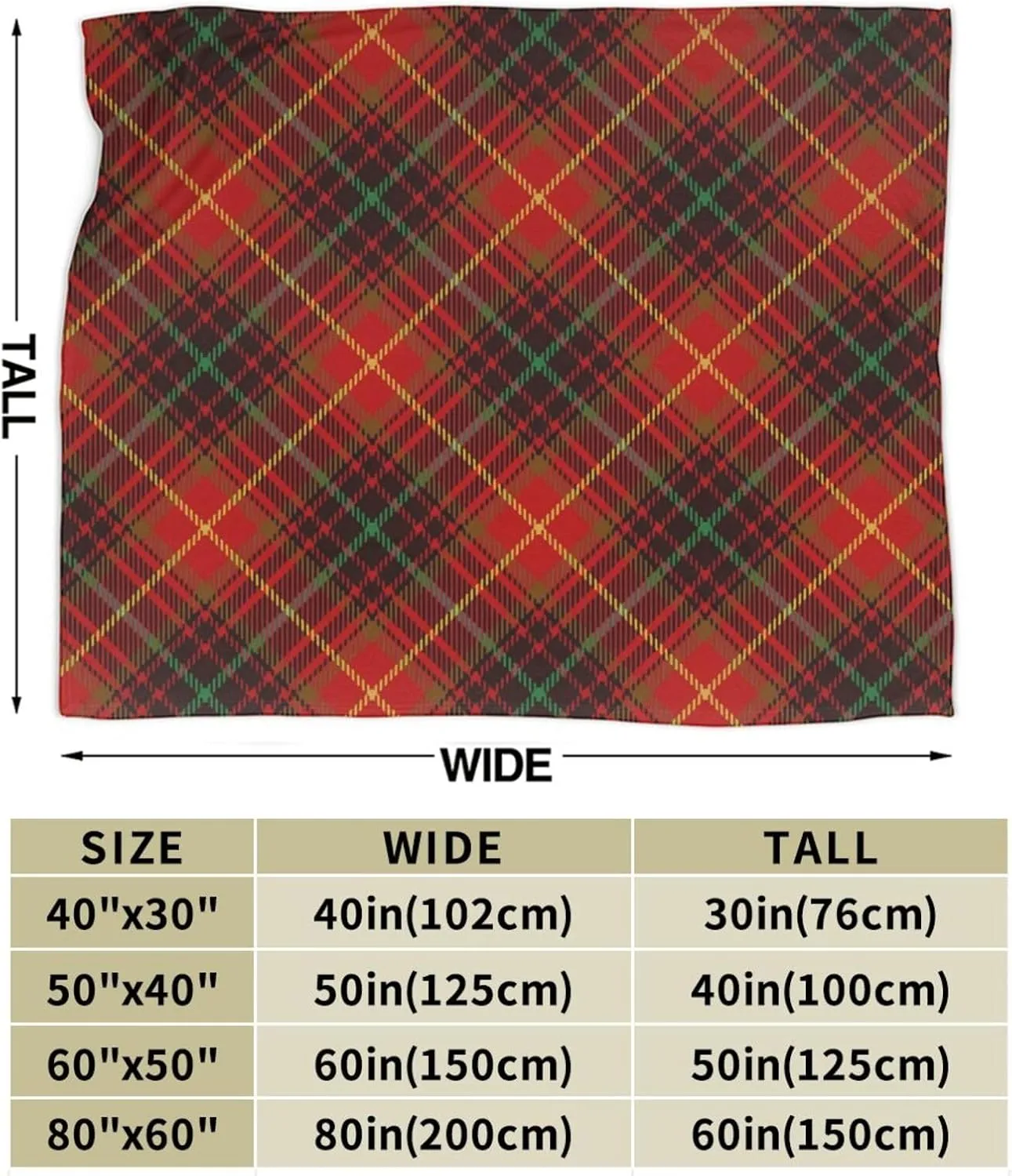 Tartan-Red-Green-Gold-and-Black-Color-Plaid-Flannel-Shirt-S-Trend Ultra-Soft Micro Fleece Blanket 3D Fashion Print All Season Couch Sofa Warm Bed Throw Blanket 80"X60"
