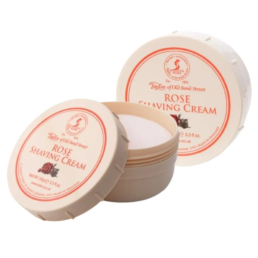 Taylor of Old Bond Street Rose Fragrance Shaving Cream Bowl 150g (2-Pack) – Rich Lather for Traditional Shaving