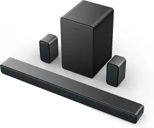 TCL 5.1ch Sound Bar with Wireless Subwoofer (Q6510, 2023 - Model), Dolby Audio, DTS Virtual:X, 430W, Built-in Center Channel Speaker, 2 Rear Surround Sound Speakers, Wall Mount/HDMI Cable Included