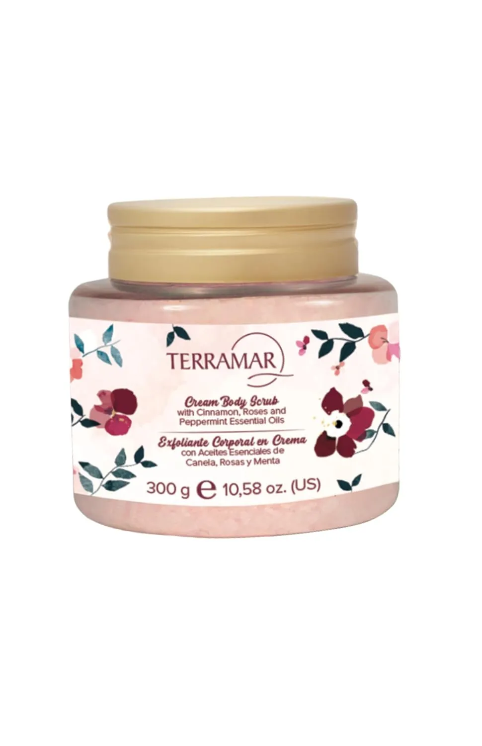 Terramar Cream Body Scrub with Cinnamon, Rose & Peppermint Oils - Exfoliates, Hydrates, Smooths Skin - Invigorating & Aromatic Body Polish