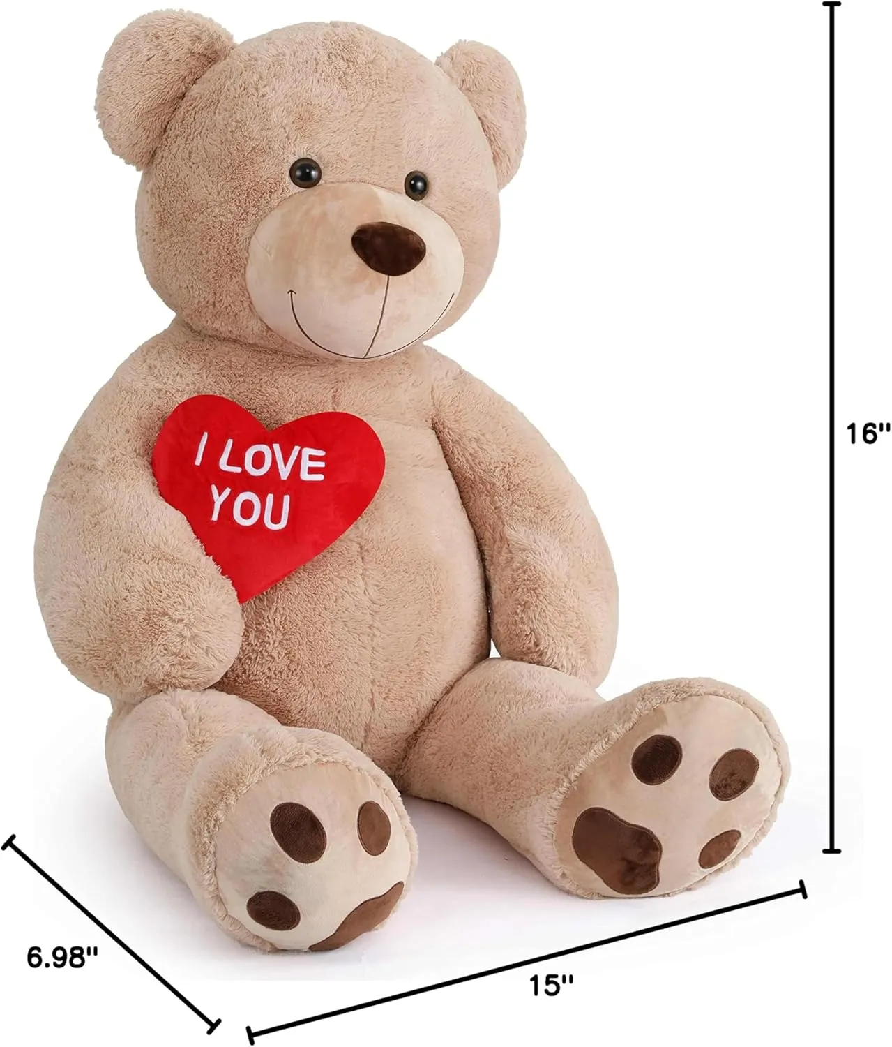 Tezituor Giant Teddy Bear 6ft Stuffed Animals - “I Love You”Red Heart Jumbo Human Size Teddy Bear for Girlfriend,Boyfriend,Wife,Lover-Birthday, Anniversary, Valentines, or Long Distance