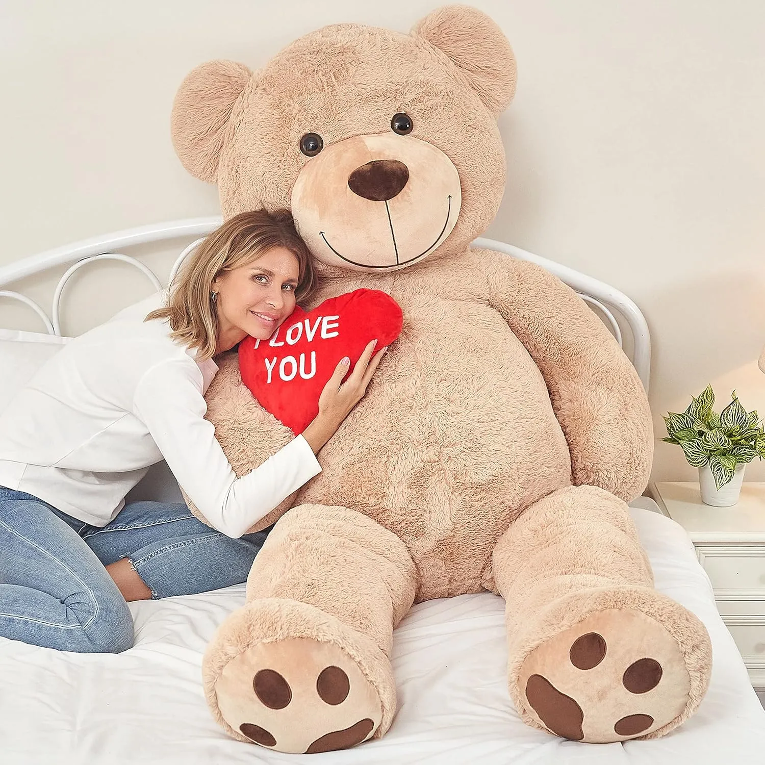Tezituor Giant Teddy Bear 6ft Stuffed Animals - “I Love You”Red Heart Jumbo Human Size Teddy Bear for Girlfriend,Boyfriend,Wife,Lover-Birthday, Anniversary, Valentines, or Long Distance