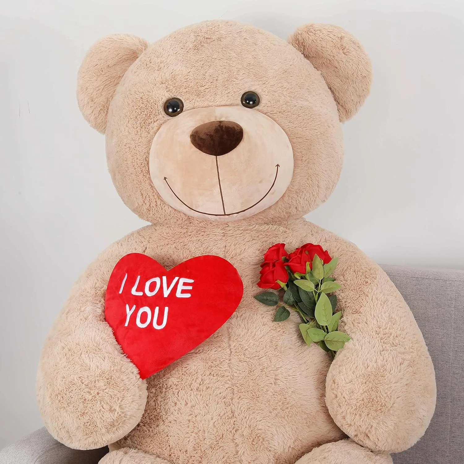 Tezituor Giant Teddy Bear 6ft Stuffed Animals - “I Love You”Red Heart Jumbo Human Size Teddy Bear for Girlfriend,Boyfriend,Wife,Lover-Birthday, Anniversary, Valentines, or Long Distance