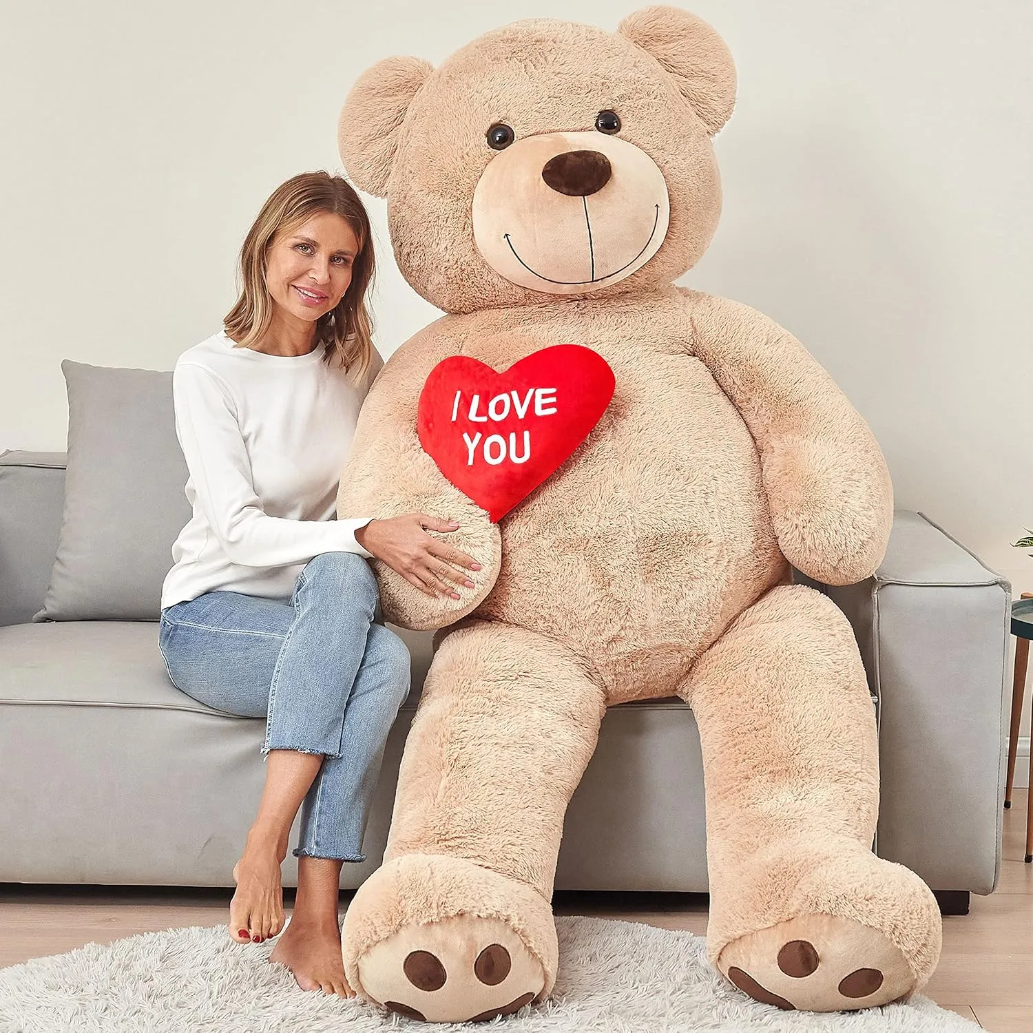 Tezituor Giant Teddy Bear 6ft Stuffed Animals - “I Love You”Red Heart Jumbo Human Size Teddy Bear for Girlfriend,Boyfriend,Wife,Lover-Birthday, Anniversary, Valentines, or Long Distance