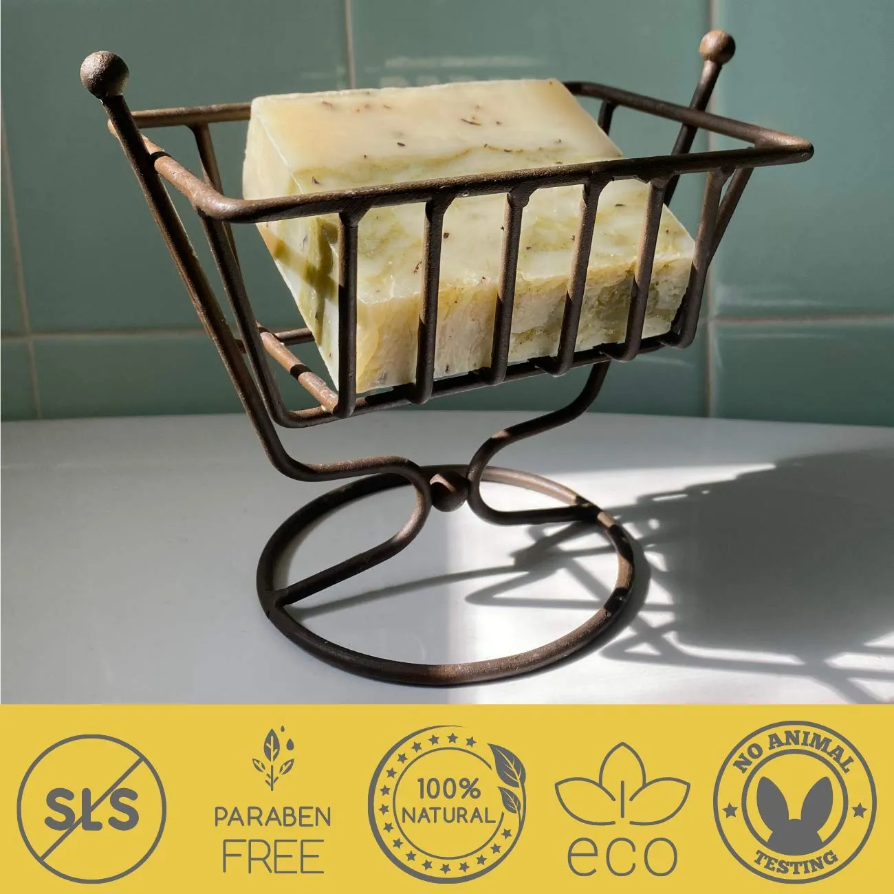 The Yellow Bird Peppermint Soap Bar with Tea Tree Oil - Handmade in USA with Natural, Organic, Vegan Ingredients (2 Bar Pack)