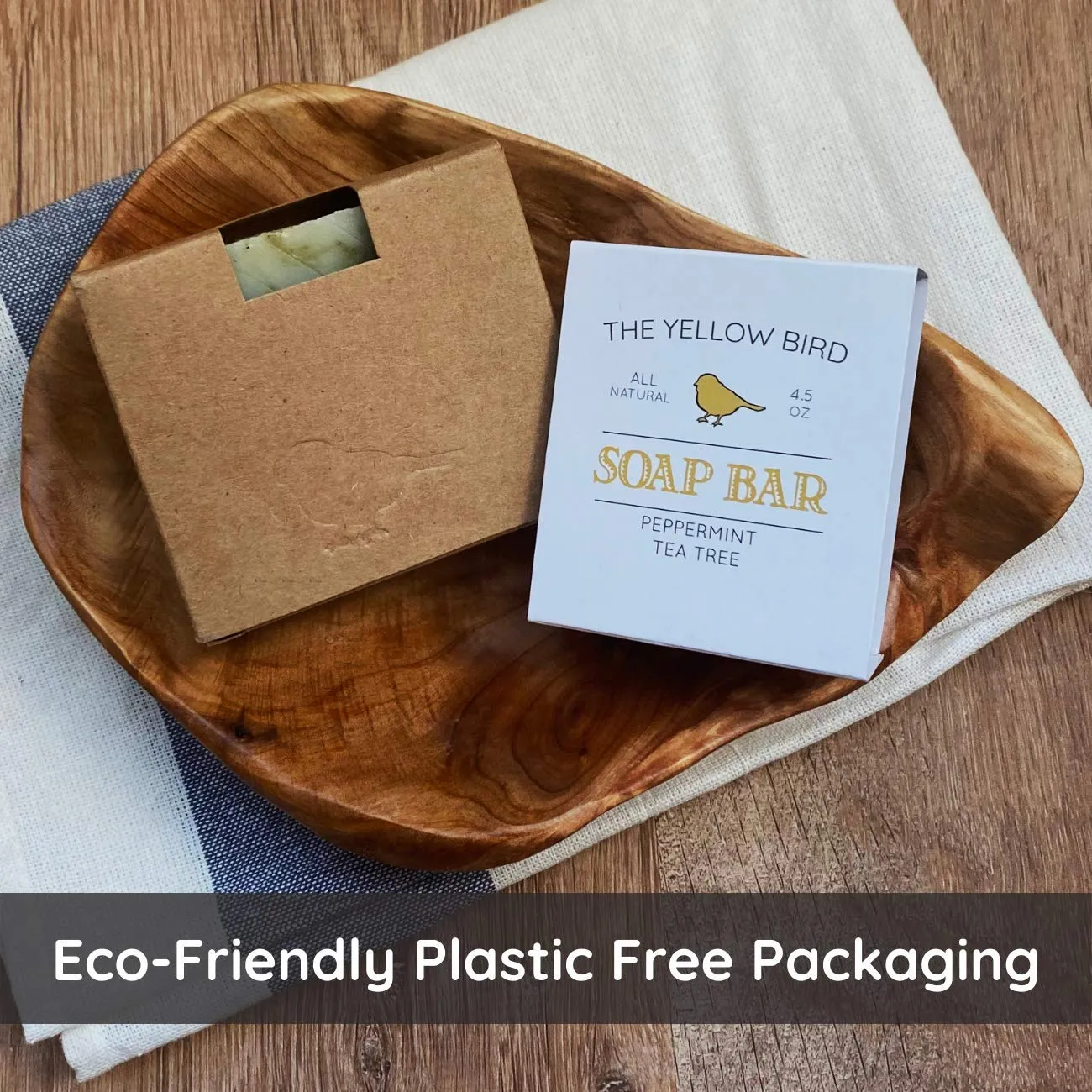 The Yellow Bird Peppermint Soap Bar with Tea Tree Oil - Handmade in USA with Natural, Organic, Vegan Ingredients (2 Bar Pack)