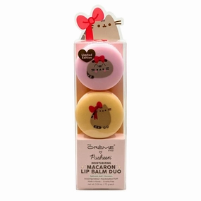 The Crème Shop x Pusheen Macaron Lip Balm Duo, Korean Lip Balm with Hyaluronic Acid and Murumuru Butter - Sweet Sprinkles & Marshmallow Fluff (Pack of 2)
