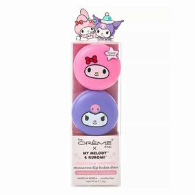 The Créme Shop x My Melody Moisturizing Macaron Lip Balm Duo, Korean Lip Balm with Hyaluronic Acid and Murumuru Butter, Stocking Stuffers (Pack of 2)
