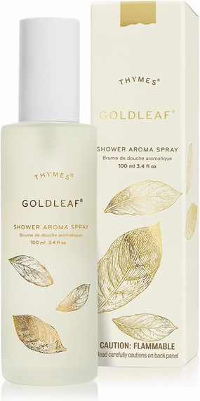 Thymes Daily Shower Spray for a Spa Like Experience - Home Essentials - Mist Scented with Jasmine, Rose, Hyacinth, Lily of the Valley & Oak Moss (Goldleaf Shower Spray, 3.4 fl oz)
