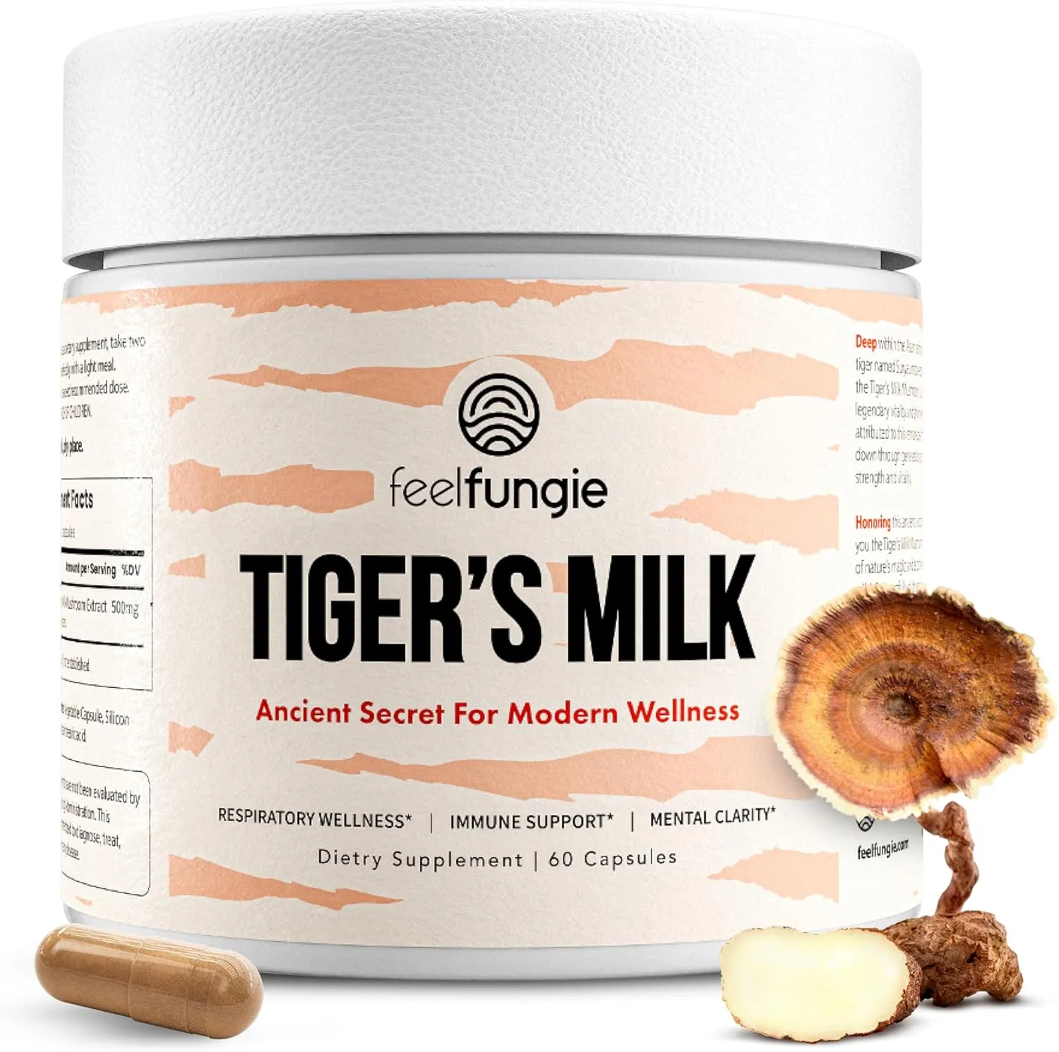 Tiger Milk Mushroom Supplement | Hair Growth & Immune Support | Gut & Digestive Health | Boosts Memory, Focus, Brain Health, Cognitive Focus | Clear Skin, Respiratory & Lung Health