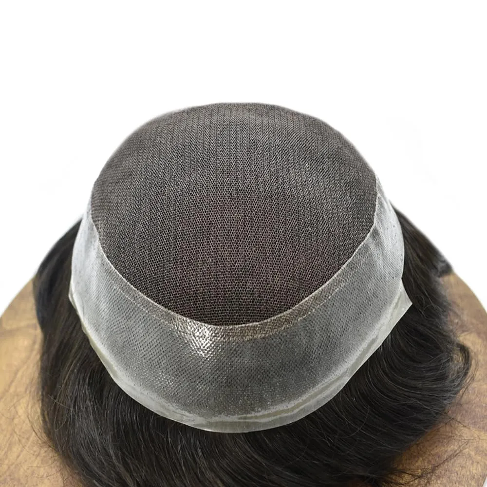 Toupee For Men Hairpiece Lace Center Hair System Replacement Thin Skin Mens Toupee Human Hair Piece Unit For Men 8"x10" #1 JET BLACK 120% density