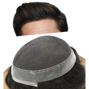 Toupee For Men Hairpiece Lace Center Hair System Replacement Thin Skin Mens Toupee Human Hair Piece Unit For Men 8"x10" #1 JET BLACK 120% density