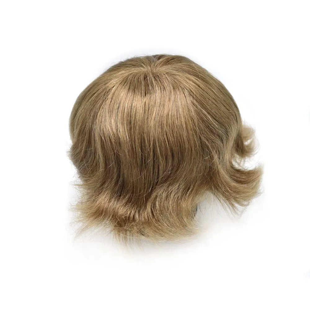 Toupee For Men Human Hair French Lace Brown Hair System Bleached Knot Men Toupee Natural Hairline Blonde Hair Piece For Men Hairpiece 8X10 80% Density #17 Dark Ash Blonde