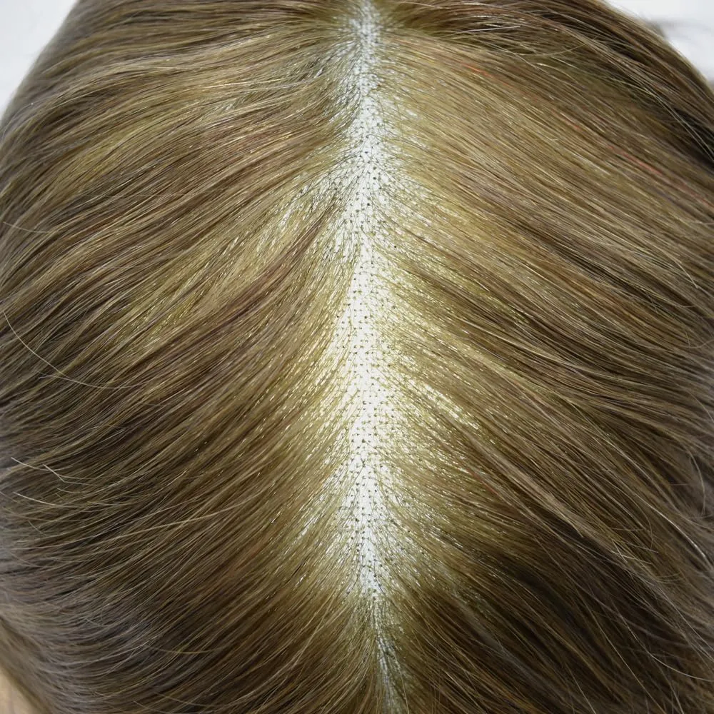Toupee for Men Real Human Hair Swiss Lace Center Natural Hairline Hair Pieces For Men Thin Skin PU V-looped Men's Hair Replacement System 7"x9" #18 MEDIUM BLONDE 120% density