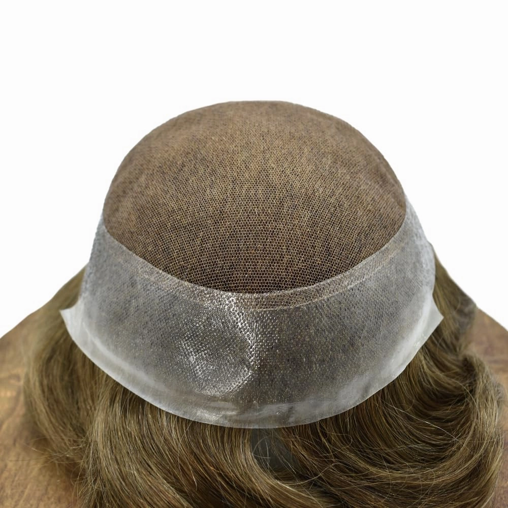 Toupee For Men Hairpiece Lace Center Hair System Replacement Thin Skin Mens Toupee Human Hair Piece Unit For Men 7"x9" #18 MEDIUM BLONDE 120% density