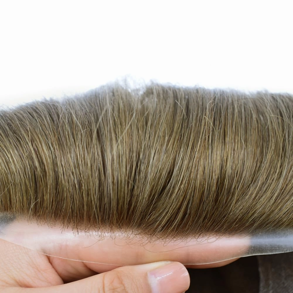Toupee For Men Hairpiece Lace Center Hair System Replacement Thin Skin Mens Toupee Human Hair Piece Unit For Men 7"x9" #18 MEDIUM BLONDE 120% density