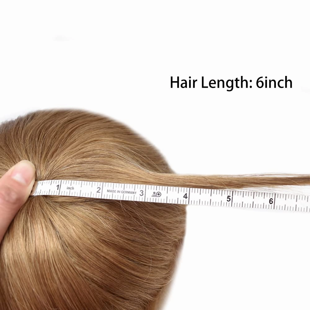 Toupee For Men Human Hair French Lace Brown Hair System Bleached Knot Men Toupee Natural Hairline Blonde Hair Piece For Men Hairpiece 8X10 80% Density #20R Light Warm Blonde