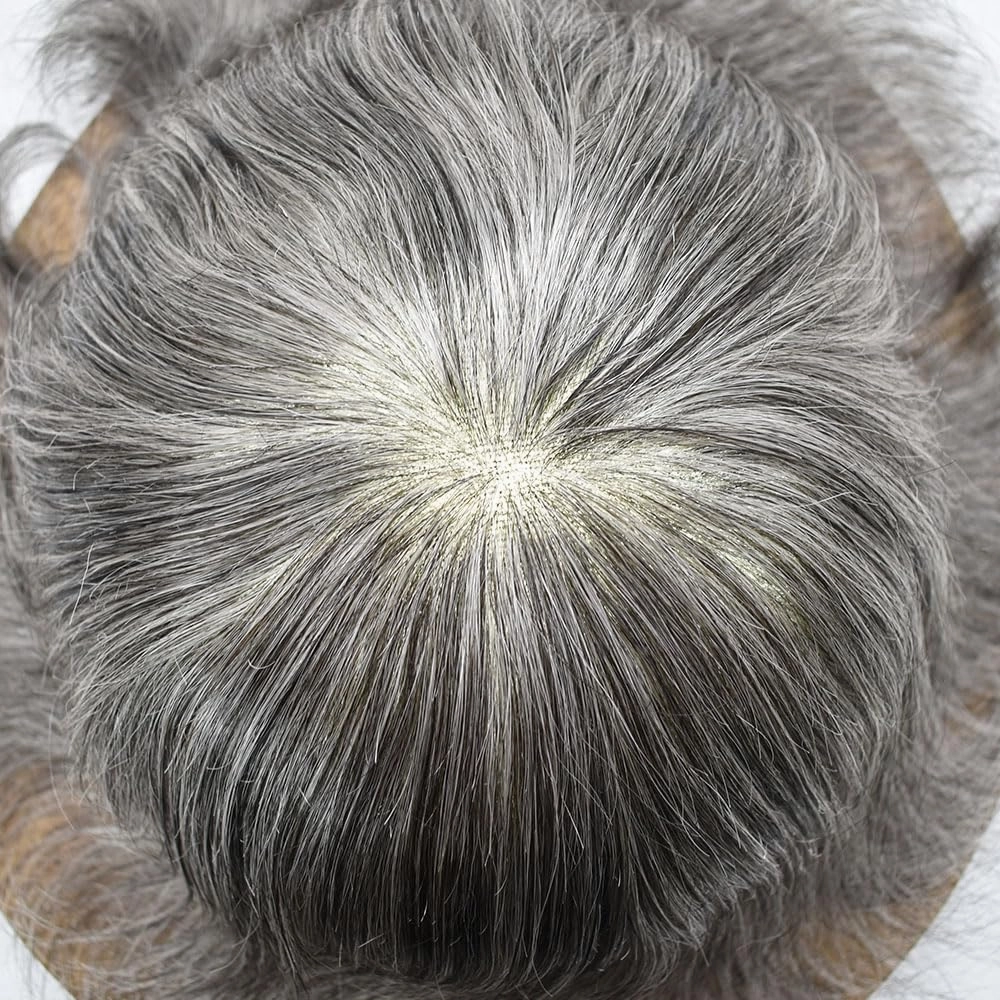 Toupee Mens Hair Systems Mens Toupee Human Hair Replacement System For Men Hair Piece Lace Hairpieces For Men Protesis Capilar Para Hombre 6x8-100% density#1B60#1B OFF BLACK 60% GREY