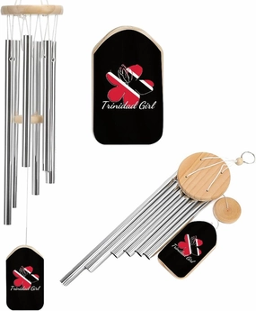 Trinidad and Tobago Woman Flag Wind Chimes Outside with Relaxing Rich Sound, Memorial Wind Chimes Gifts Porch Garden Backyard
