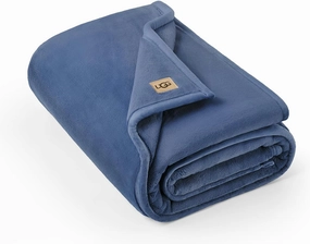 UGG Coco Plush Throw Blanket – Cozy Soft Fleece Blanket for Couch, Bed or Chair, Housewarming Gift for Women, Bedroom or Living Room Decor, Lightweight & Hypoallergenic, 50" x 70" Blue (Dart)