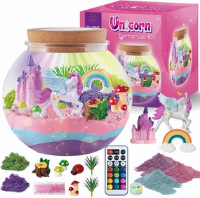 Unicorn Terrarium Crafts Kit, DIY Unicorn Toys Kit for Kids Girls, Unicorn Arts and Craft, LED Night Light Christmas Gifts Birthday Gift for Girls (Unicorn)