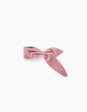 Velvety Hair Slide with Bow for Baby Girls, Pink