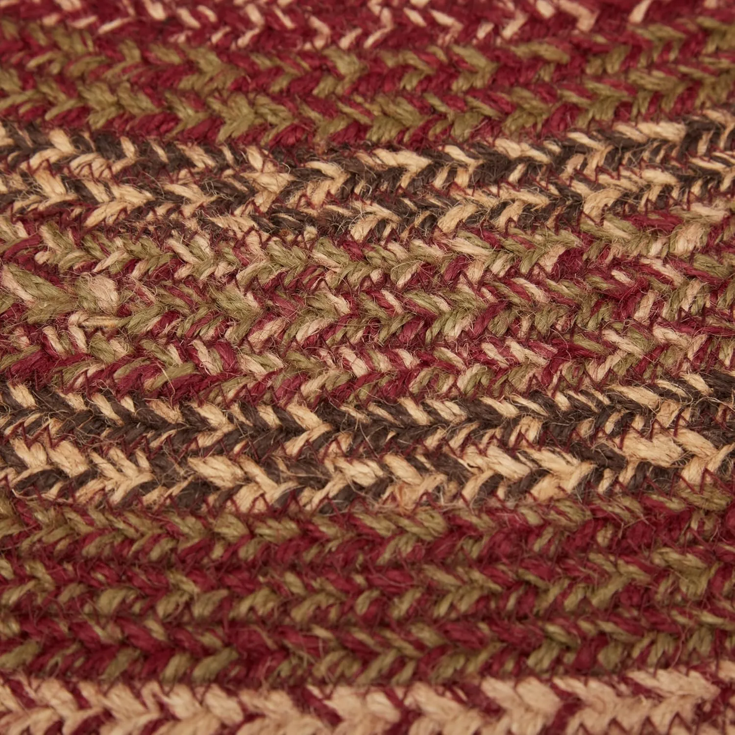 VHC Brands Cider Mill Primitive Jute Red Striped Rug Half Circle Decor w/Floor Pad 16.5"x33"