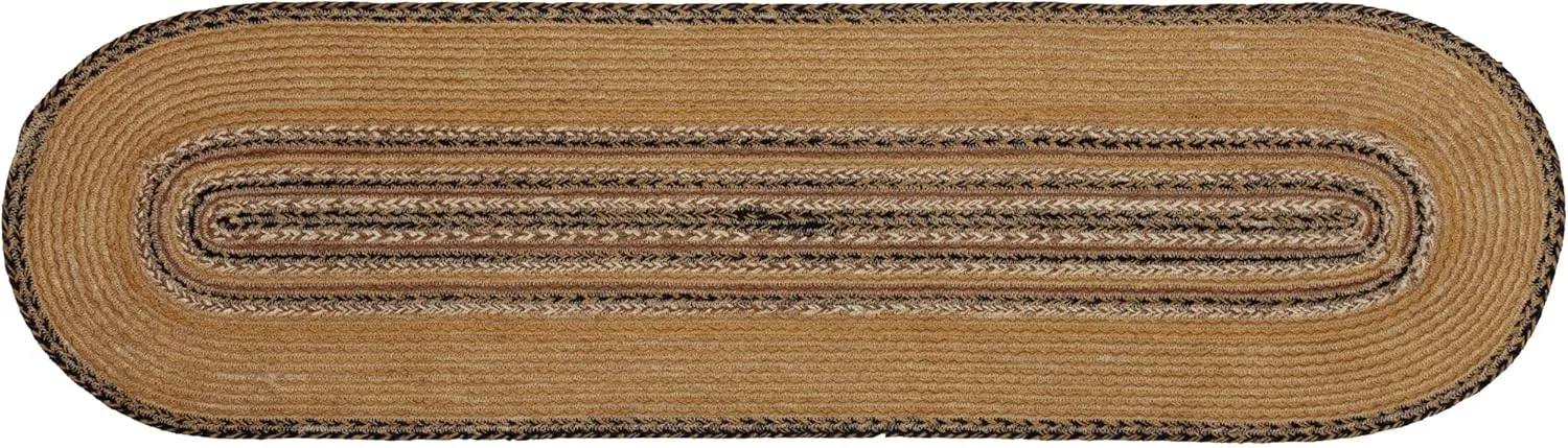 VHC Brands Kettle Grove Primitive Stars Border Table Jute Runner Stenciled Textured Jute 13x48