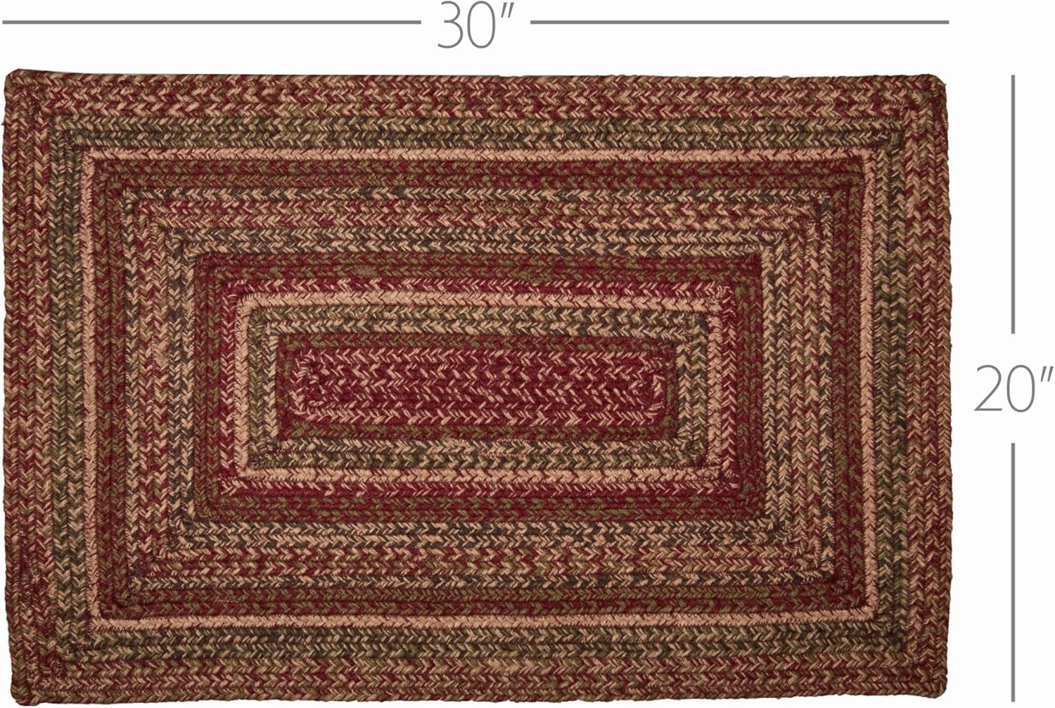 VHC Brands Cider Mill Primitive Jute Red Striped Accent Rug Rectangle Decor w/Floor Pad 20"x30"