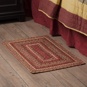 VHC Brands Cider Mill Primitive Jute Red Striped Accent Rug Rectangle Decor w/Floor Pad 20"x30"