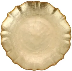 Vietri viva Baroque Glass Gold Cocktail Plate, 6" D Italian Snack Dessert Appetizer Server