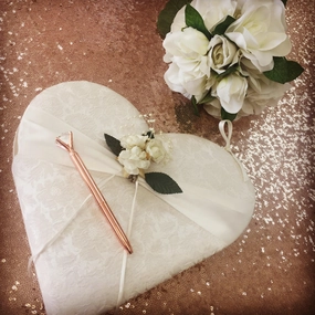VINTAGE Heart Guest Book