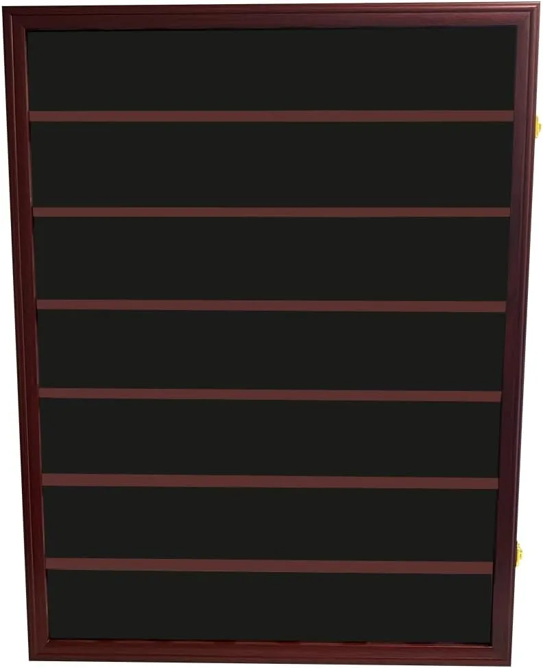 Wall-Mounted Walnut (7 Rows) NGC PCGS ICG Wooden Coin Slab Display Case Holder Frame Cabinet Storage for Coin Collection Medal Badges Sport Card Trading Card Collectibles Organization